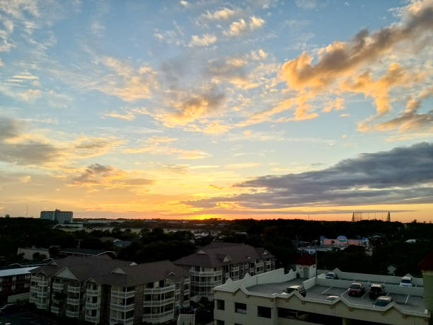 istock Orange sunset light in the distance 1445202242