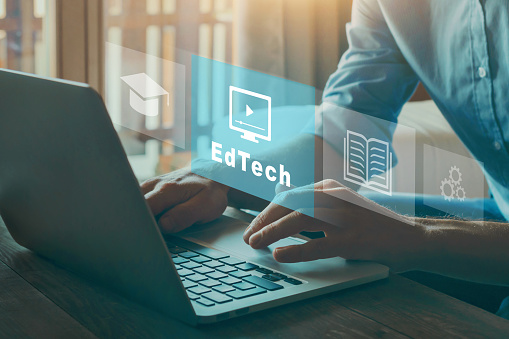 EdTech Education Technology concept, e-learning or online learning internet technology