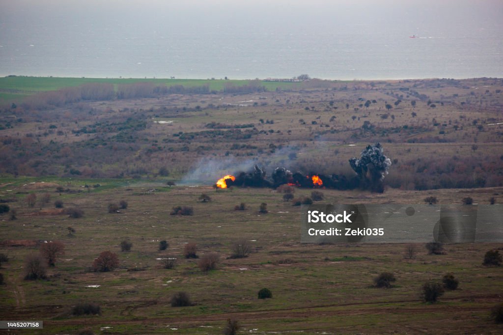 Exploding Land Anti Mine Rocket Explodes To Open A Gateway Stock Photo - Download ...
