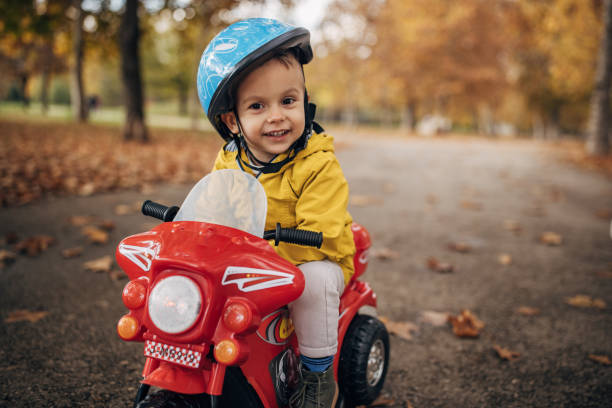 Children's toy motorcycle on a white background.
