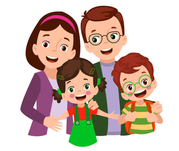 mutter vater und kinder glückliche familie - vector nature cheerful son stock-grafiken, -clipart, -cartoons und -symbole