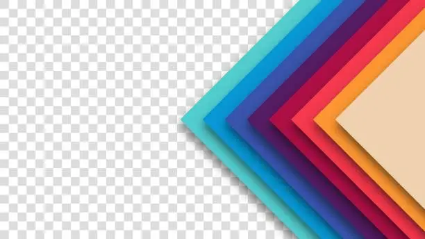 Vector illustration of Realistic design in futuristic retro style. Abstract geometric 1970's 1980's 1960's colorful background with retro colors. Transparent vector illustration.