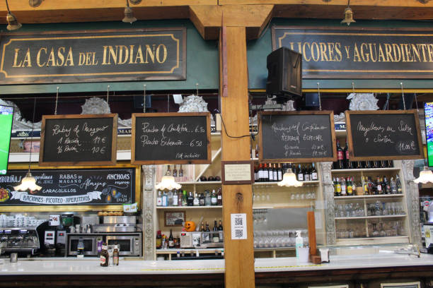 Santander, Spain  – October 31, 2022: Interior of Mercado del Este in Santander, Spain.