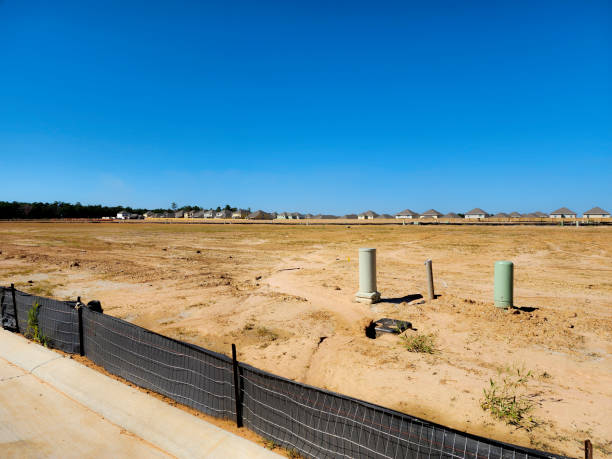 Blue Collar - Cleared land ready for new home construction. stock photo