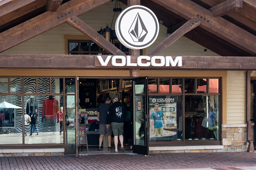 Orlando, FL, USA - January 28, 2022: A Volcom store in Orlando, FL, USA. Volcom is a lifestyle brand that designs, markets, and distributes boardsports-oriented products.