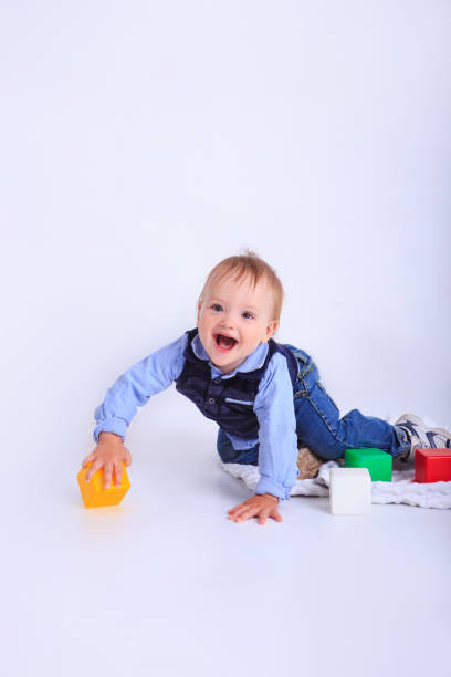 Studio shot of a child playing.
