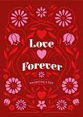 istock Valentine’s Day Card with floral frame. 1445219825