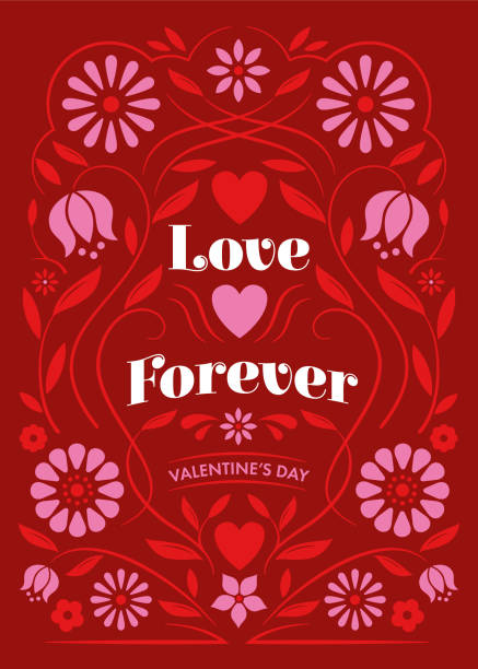 Valentine’s Day Card with floral frame. Valentine’s Day Card with floral frame. Stock illustration vintage love letter backgrounds stock illustrations