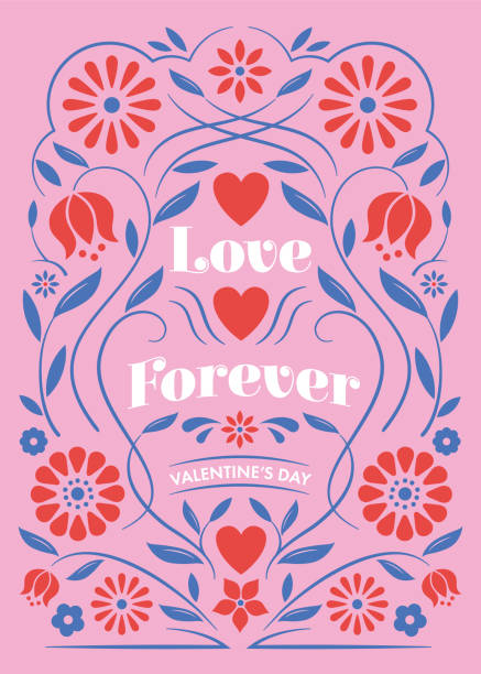 Valentine’s Day Card with floral frame. Valentine’s Day Card with floral frame. Stock illustration vintage love letter backgrounds stock illustrations