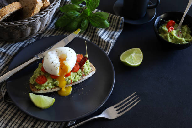 istock Toast with poached egg and guacamole 1445222832