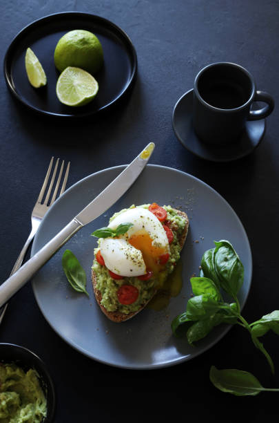 istock Toast with poached egg and guacamole 1445222863