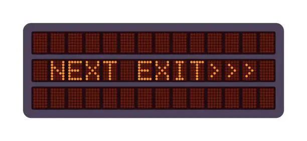 Vector illustration of Next exit text on digital variable road sign