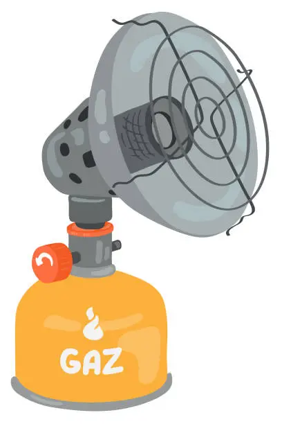 Vector illustration of Camping gas heater. Hand drawn vector illustration. Suitable for website, stickers, postcards.