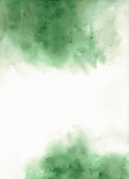 istock Green abstract watercolor painting on white paper texture background for book covers, invitation cards and more 1445228743