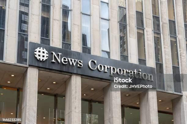 The News Corporation Logo On Their Headquarters Building In New York Ny Usa August 18 2022 Stock Photo - Download Image Now