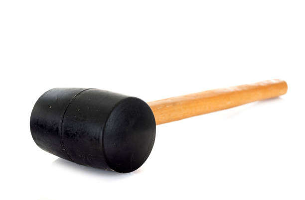 wood hammer in studio - rubber mallet imagens e fotografias de stock