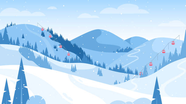 winter berglandschaft - ski skiing european alps resting stock-grafiken, -clipart, -cartoons und -symbole