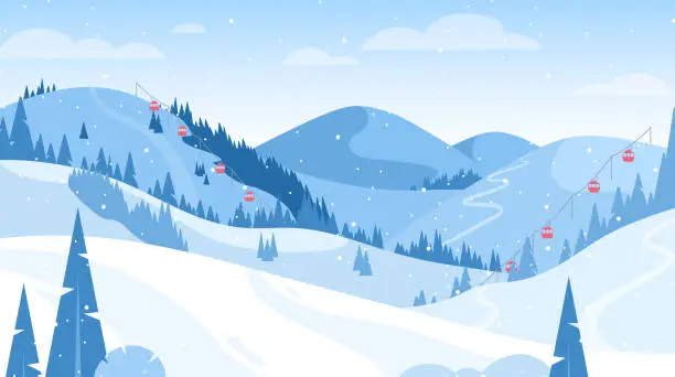 Vector illustration of Winter mountain landscape