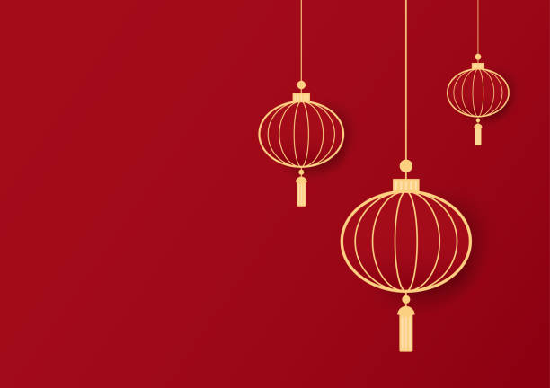 istock Chinese new year poster. wallpaper. free space for text. Chinese lamp vector. Chinese hanging red lanterns realistic isolated on red background. 1445247716