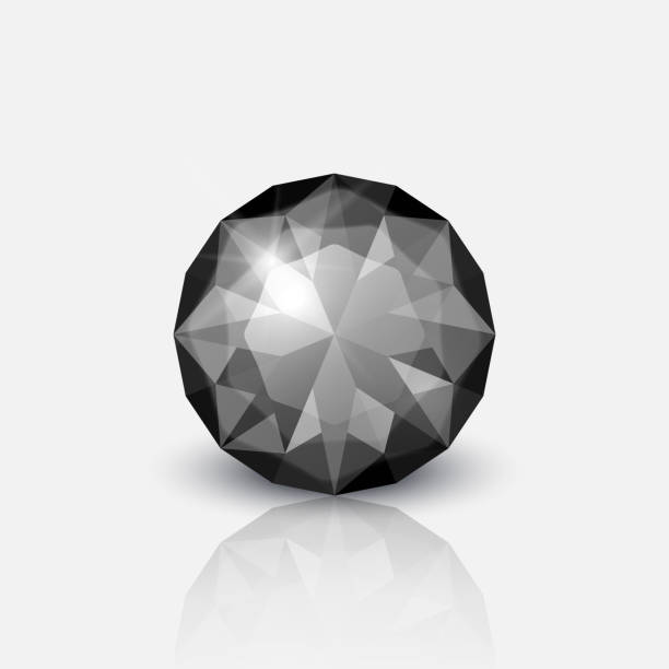 istock Vector 3d Realistic Black Transparent Gemstone, Diamond, Crystal, Rhinestone Icon Closeup Isolated on White. Jewerly Concept. Design Template, Clipart 1445250537