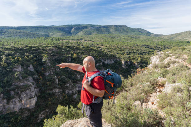 istock Hiker man pointing with his arm 1445250622