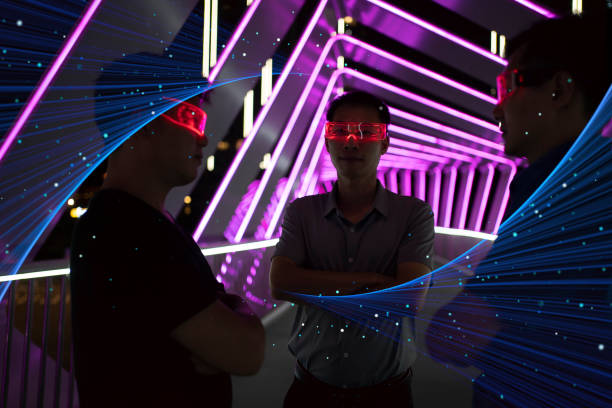 istock Particle synthesis concept of glowing glasses for men 1445250726