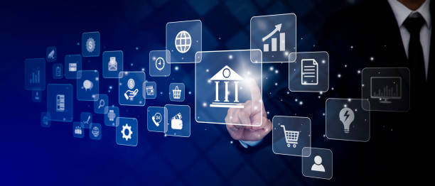 istock Businessman touchscreen on the graph Screen Icon of a media screen, Technology Process System Business with Communication and marketing concept, Team success, HR Human, Business success, business plan 1445252867