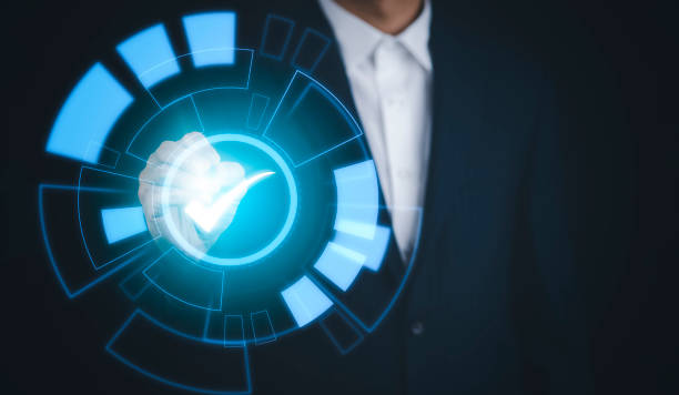 istock Quality assurance of business services, ISO certification and standardization concept, Quality control standards, certifications, certifications, guarantees, Internet business technology concepts. 1445252988