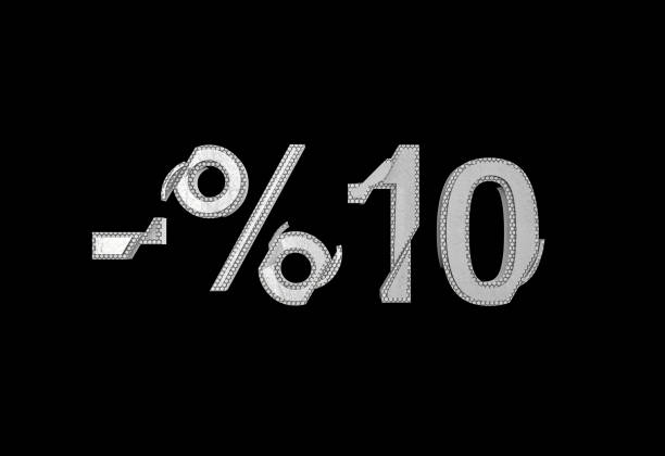 10% discount metal text isolated on black