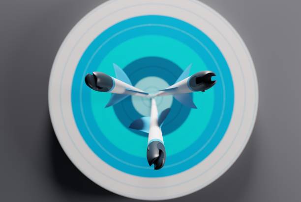 istock Close-up view of the Target with embedded arrows. 1445254586