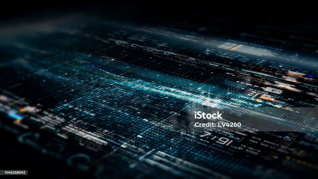 Matrix Data Display Futuristic Data Matrix Simulation Hud Screen Stock Photo - Download ...