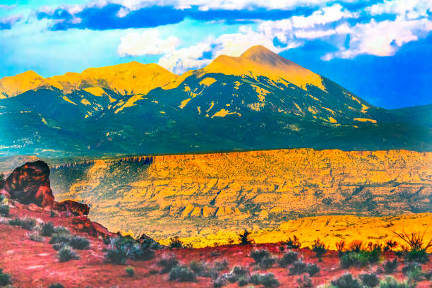 La Sal Mountains Rock Canyon Arches National Park Moab Utah