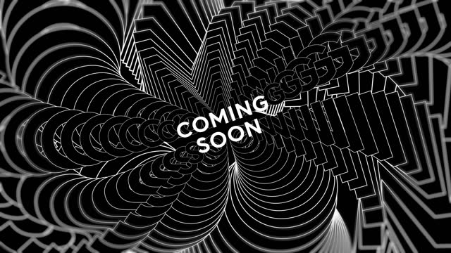 Coming Soon promo words swing on black background animation loop. Coming Soon text swinging with many layers seamless backdrop. Creative sway promotion advertising kinetic typography.