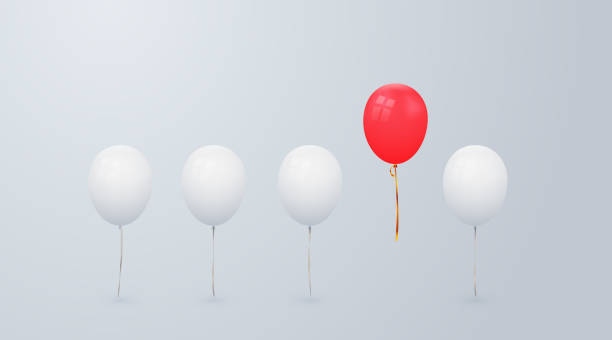 istock Unique red balloon between the others background. Leadership, innovation, great idea and individuality concepts. 1445262553