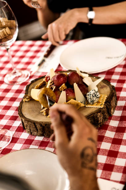 istock Cheese plate, gourmet wine and cheese charcuterie tray 1445262936