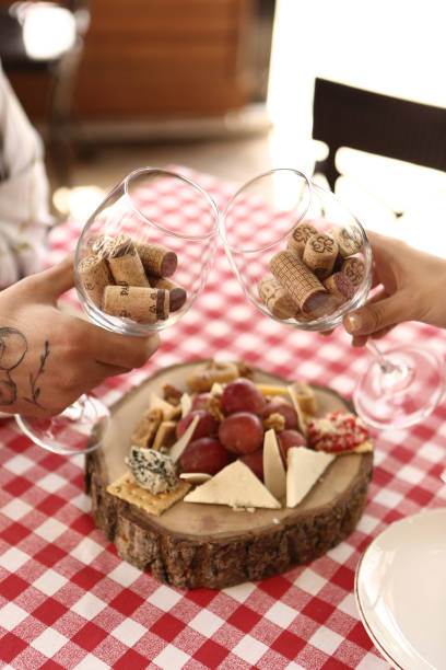 istock Cheese plate, gourmet wine and cheese charcuterie tray 1445263818