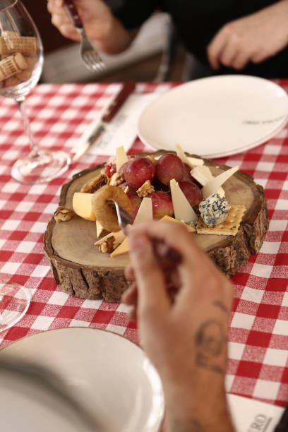 istock Cheese plate, gourmet wine and cheese charcuterie tray 1445263855