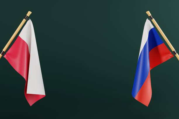 ロシアとポーランドの旗。 - ukrainian culture audio ストックフォトと画像