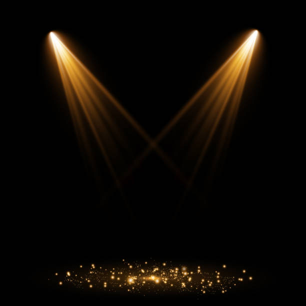 istock Set of vector spotlights. various forms of light. Yellow. Stage spotlights. Light effects. Glow light effect. Vector illustration. 1445265946