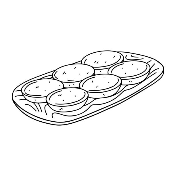 ilustrações de stock, clip art, desenhos animados e ícones de casserole of pastel del choclo in hand drawn doodle style. laton american dish of sweetcorn. national meal of chili. - laton