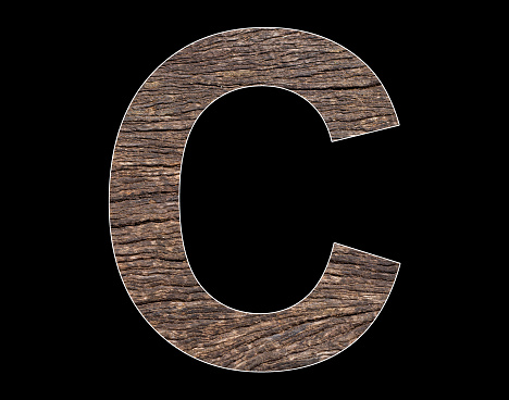 Uppercase letter C of the alphabet - Rustic tree cortex texture