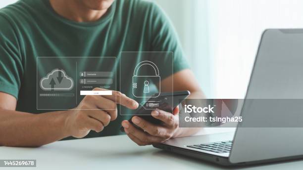 Cyber Security Concept Padlock Icon And Internet Technology Network Secure Encryption Of Users Personal Data Secure Internet Access Stock Photo - Download Image Now