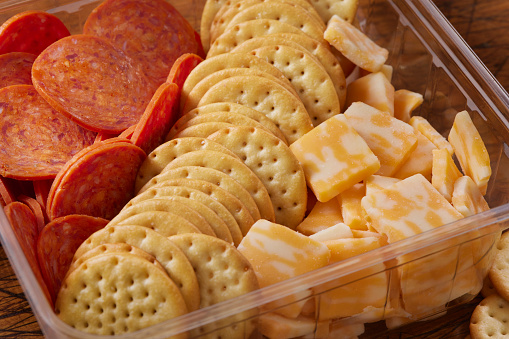 Pepperoni Lunch Box with Marbled Cheddar Cheese and Crackers