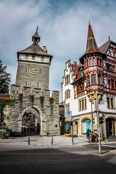 Famous Schnetztor Gate With Clocktower And Arch In Konstanz, Germany