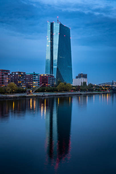 istock European central bank with reflections in river Main during blue hour 1445279082