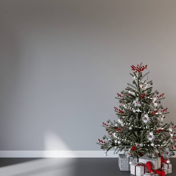 istock Christmas Interior Mockup, New Year Mockup, Christmas Tree Wall Mockup 1445280200