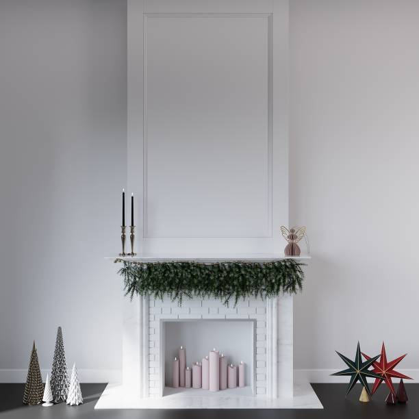 istock Christmas Interior Mockup, New Year Mockup, Christmas Tree Wall Mockup 1445280207