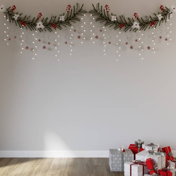 istock Christmas Interior Mockup, New Year Mockup, Christmas Tree Wall Mockup 1445280208