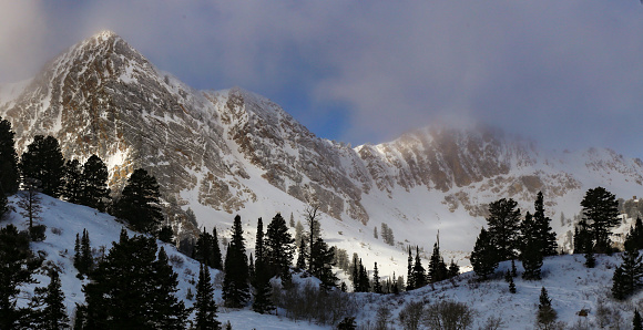 Early season snow at Snowbasin ski resort in Utah