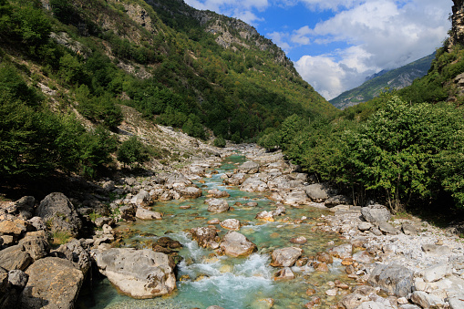 Valbona river and canyon in Albanian Alps